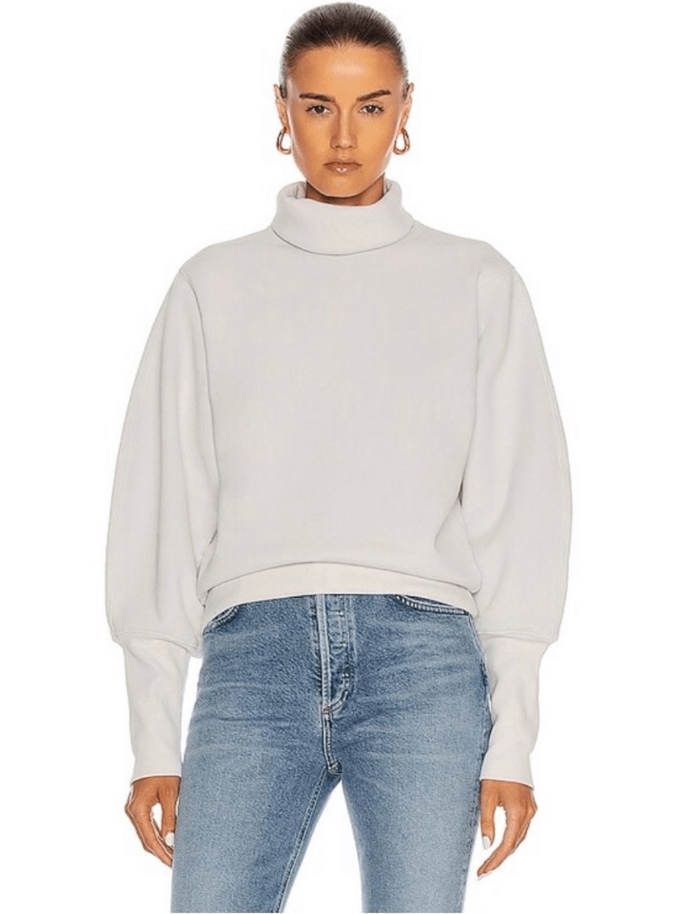 Agolde Balloon Sleeve Rib Turtleneck - Plaster